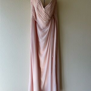 Alfred Angelo Soft Blush Pink Long Sleeve Draped Gown